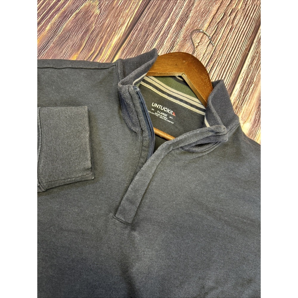 UNTUCKit Long Sleeve Navy Blue Solid Quarter Zip Sweater Mens XL